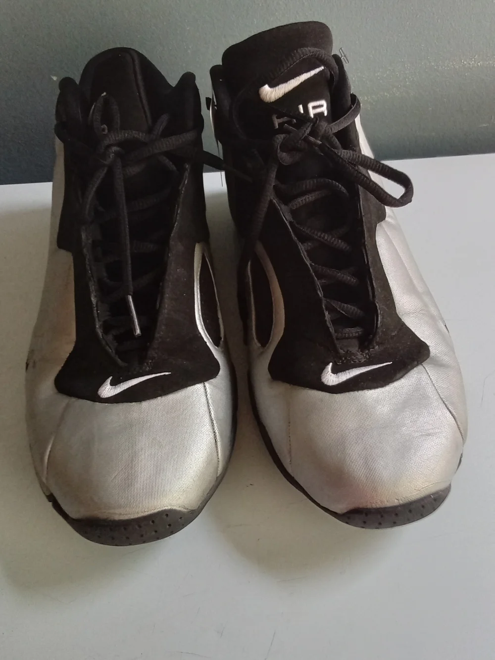 Nike Air Flightposite 1 Metallic Silver Black Basketball Shoe 624015-005 Mens 11